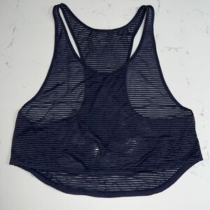 Lululemon Lean In Tank Blue Striped Mesh Tank Top, Top Layer